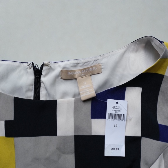 Banana Republic Color Block Midi Dress - Navy, Mustard, Charcoal, Black - Picture 5 of 8